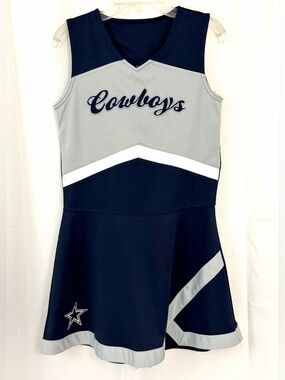 NFL Dallas Cowboys Navy & Gray Sleeveless Cheer Dress Youth Medium (10/12) NWOT